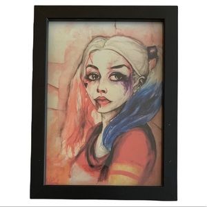 Framed DC Harley Quinn Artwork Portrait Decoration